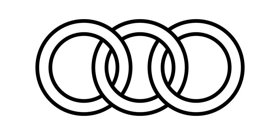 Interlocking circles, rings contour. Circles, rings concept icon Stock Illustration