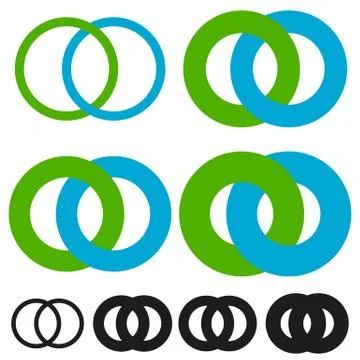 Interlocking circles, rings. Infinite symbol or logo with different line widt Stock Illustration