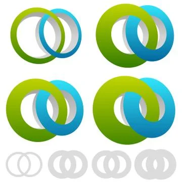 Interlocking circles, rings. Infinite symbol or logo with different line widt Stock Illustration