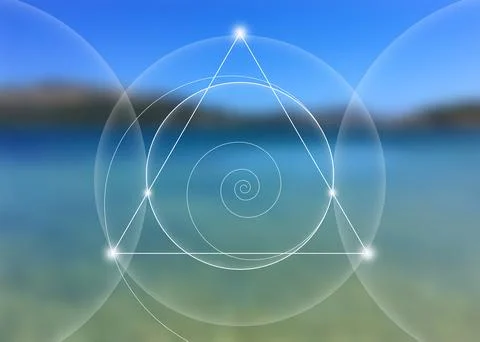 Interlocking circles, triangles and spirals hipster sacred geometry golden ratio Stock Illustration