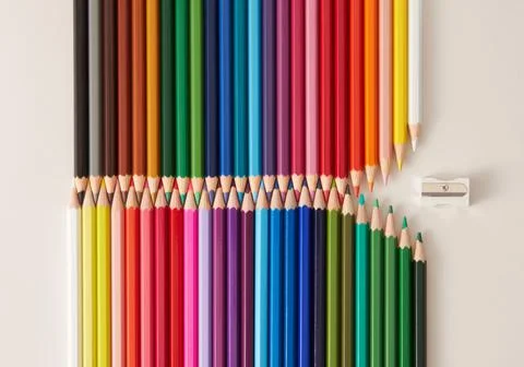 Interlocking colored pencils Stock-Fotos
