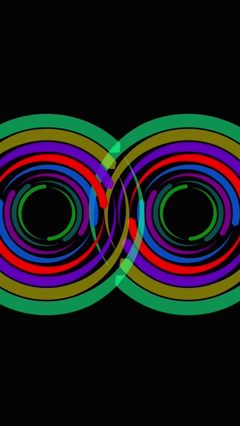 Interlocking colorful circular abstract shapes on black. Colorful circular .. Stock Footage 344843614