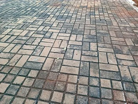 Interlocking Concrete Paving Block Road Surface Texture Background 스톡 사진