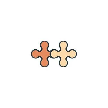 Interlocking connection concept illustration two rounded plus shapes symbol.. イラスト素材