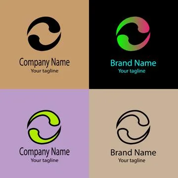 Interlocking Crescent Circle logo design Stock Illustration