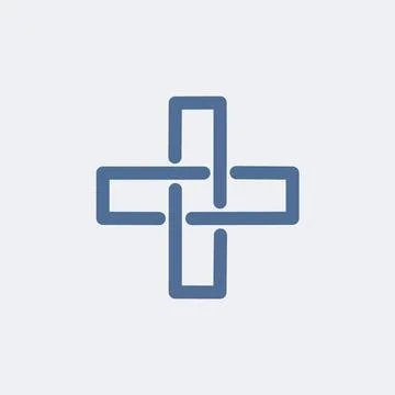 Interlocking cross shape icon. Simple and modern vector icon of a blue inte.. Stock Illustration
