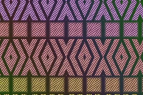 Interlocking diamond motifs and rectangular bands create a dense geometric 스톡 일러스트