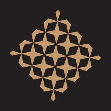 Interlocking Diamond Star Lattice: A Minimalist Study in Symmetry and Form. Stock Illustration