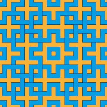 Interlocking figure seamless pattern. Geometric style tapestry, textile print Stockillustratie