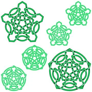 Interlocking five-pointed star design in Celtic style Stock Illustration