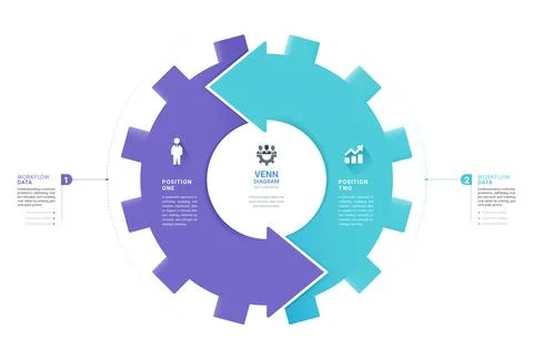 Interlocking Gear Arrow Cycle Diagram Infographic Template Background with .. Stock Illustration