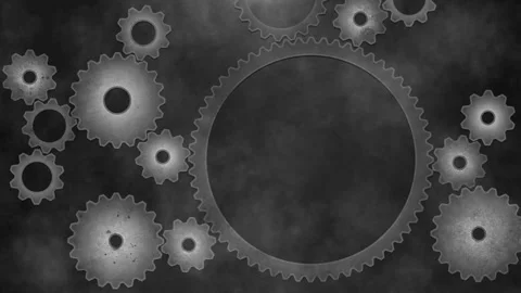 Interlocking gears and cogwheels, clockwork with subtle smoke - loopable Stock Footage 320701293