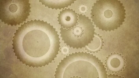 Interlocking gears and cogwheels on vintage sepia textured surface representing Stock Footage 320768046