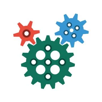 Interlocking Gears in Flat Style Stock Illustration