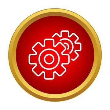Interlocking gears icon representing settings progress engineering Stock Illustration