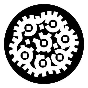 Interlocking gears mechanism working together icon 库存插图