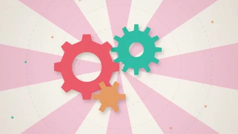 Interlocking gears rotating mechanical motion background seamless loop Stock Footage 345657769