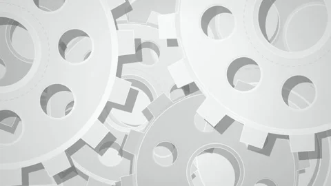 Interlocking gears spinning mechanical motion seamless loop background Stock Footage 345601055