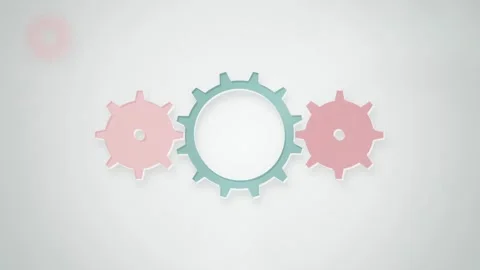 Interlocking gears spinning paper cut out seamless loop background Stock Footage 345601275