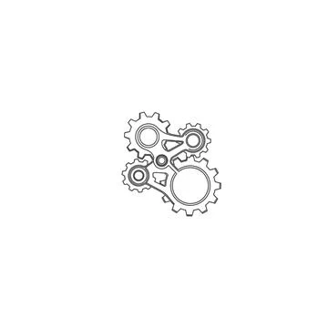 Interlocking gears teamwork process system icon vector outline Stock Illustration