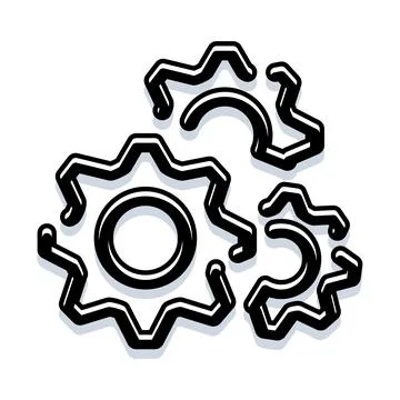 Interlocking gears working together mechanism line icon イラスト素材