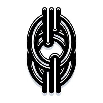 Interlocking geometric black and white chains design 스톡 일러스트
