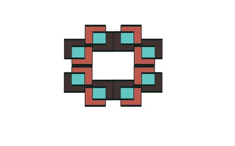 Interlocking Geometric Frame Motif Stock Illustration