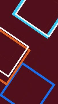 Interlocking geometric frames in bright blue and orange offset against deep.. Stock Illustration