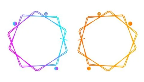 Interlocking geometric frames, colorful polygon borders, linear abstract vect Stock Illustration