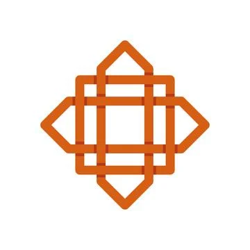 Interlocking geometric knot pattern abstract orange lines Stock Illustration