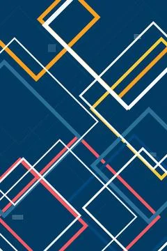 Interlocking geometric lines and arrow outlines in white, orange, yellow, a.. Stock Illustration