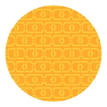Interlocking geometric pattern round orange yellow badge vector art Ilustração Stock