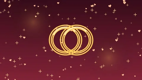 Interlocking Gold Rings with Floating Hearts and Crosses Animation 스톡 동영상 347813975