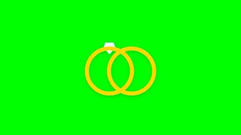 Interlocking Golden Wedding Rings with Sparkling Diamond Animation on Green.. Stock Footage 346612702