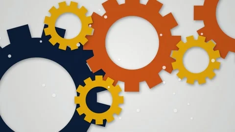 Interlocking graphic gear cogs seamless loop motion background Video stock 345657891