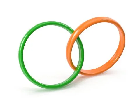 Interlocking Green and Orange Rings Stock Illustration