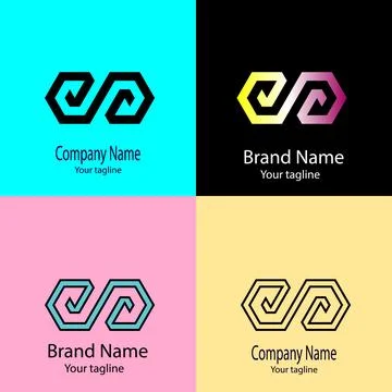 Interlocking Hex Links logo design Stock Illustration