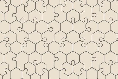 Interlocking hexagonal puzzle pieces forming a repeating pattern Illustrazione stock