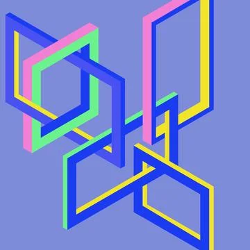 Interlocking Isometric shapes in vibrant colors. Illustrazione stock