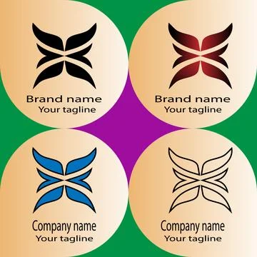 Interlocking Leaves or Butterfly Wings Motif logo Stock Illustration