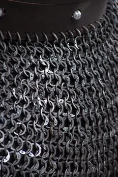 Interlocking Metal Rings Chainmail Texture. Medieval armor detail showcasin.. Stock Photos