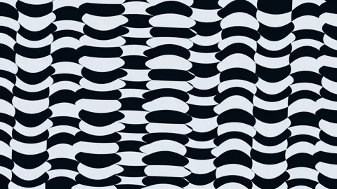 Interlocking monochrome wave pattern graphic, optical illusion texture for .. Stock Footage 348115628