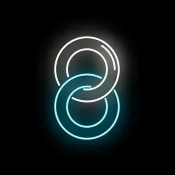 Interlocking neon rings symbolizing connection and unity Stock Illustration