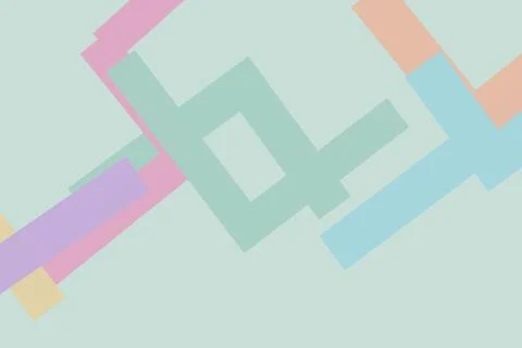 Interlocking pastel ribbons and angular blocks create a soft abstract arran.. Stock Illustration