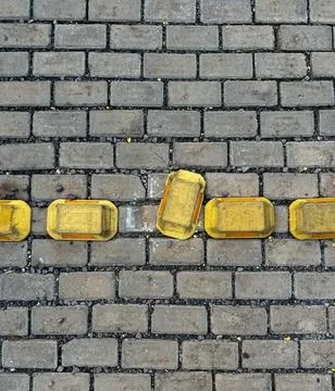 Interlocking pavement with reflective studs Stock Photos