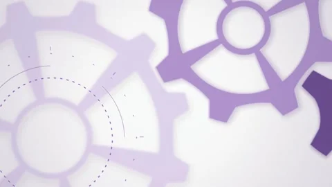 Interlocking purple cogs technical blueprint seamless loop motion Stock Footage 345601370