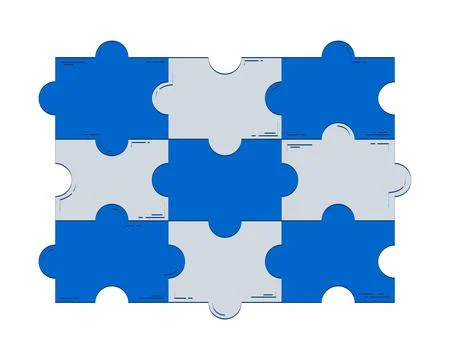 Interlocking puzzle pieces 2D doodle object Illustrazione stock