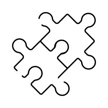 Interlocking puzzle pieces connecting together solving problem Illustrazione stock