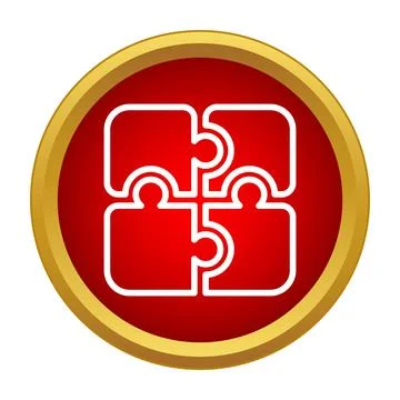 Interlocking puzzle pieces creating a complete solution icon Stock Illustration