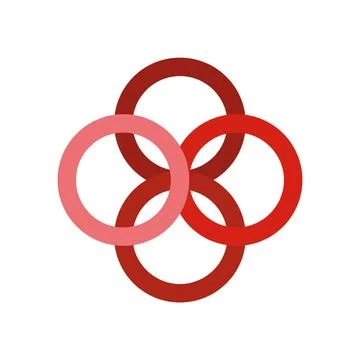 Interlocking red and pink circles creating connection symbol Stock Illustration